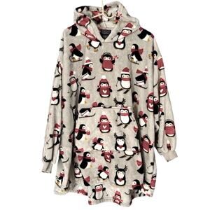 Throwzy by Marlo Lorenz Wearable Blanket Women's OS Skiing Penguins Cozy Soft